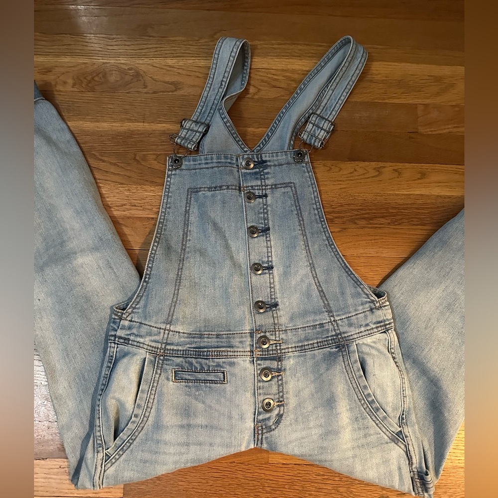 Free people light denim overalls